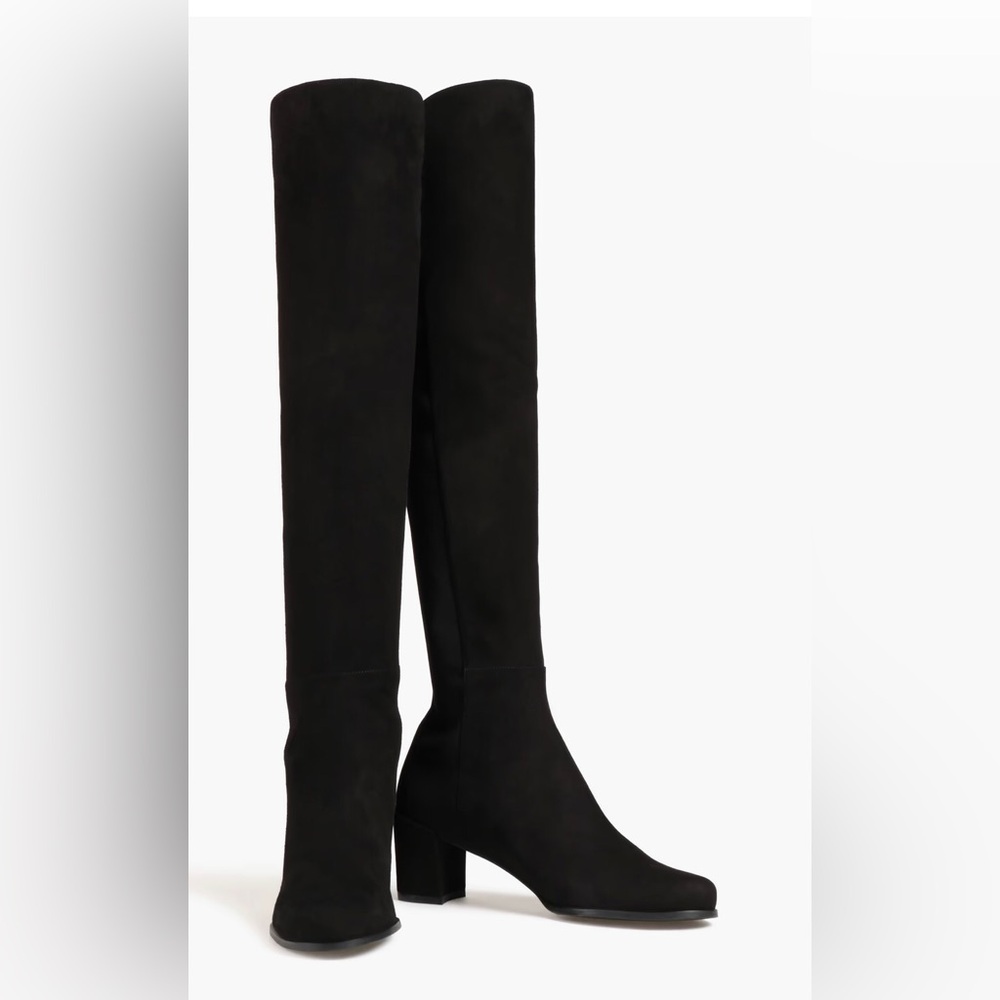 STUART WEITZMAN GILLIAN 60 CITY BOOT black Suede neoprene over the‎ knee boots - Picture 4 of 15